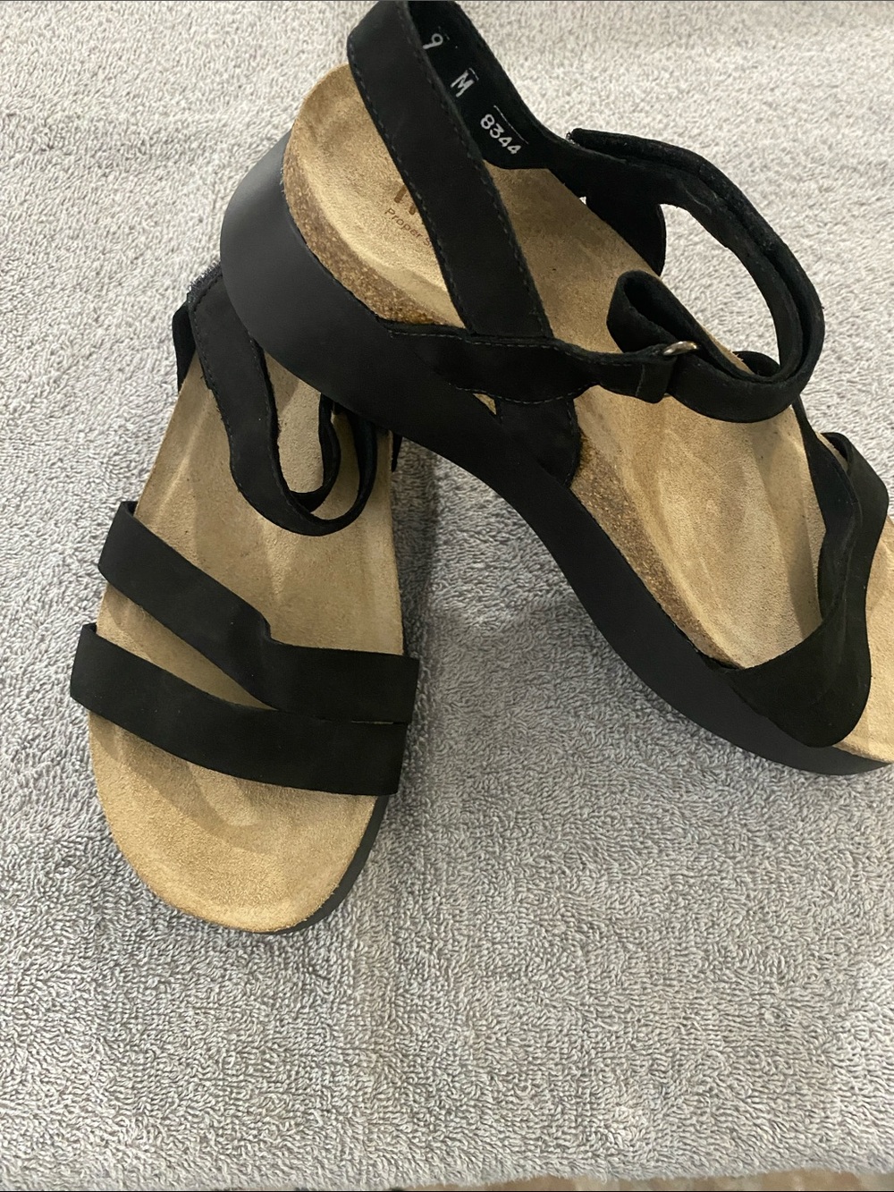 Munro Black Platform Strappy Sandals